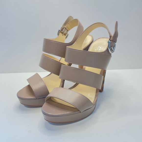 Coach Bertta Taupe Leather Platform Heels – Size 7B - Picture 1 of 8